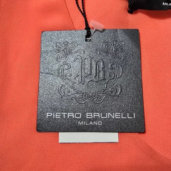 Pietro Brunelli NWT Coral Georgette Chiffon Sleeveless Shift Dress Sz XS - Picture 7 of 12